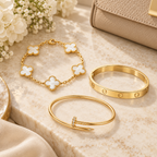 [LUXE]Clover & Lover & Juste Bracelet Stack Set