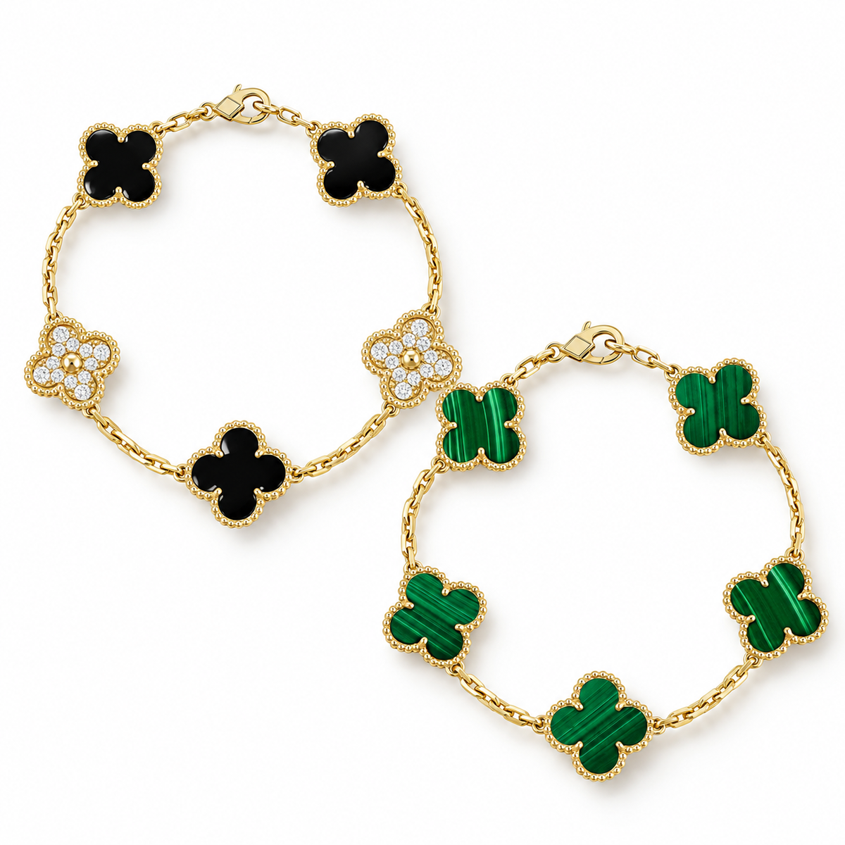 [LUXE]Clover 5 Motifs  Duo Bracelet Stack Set