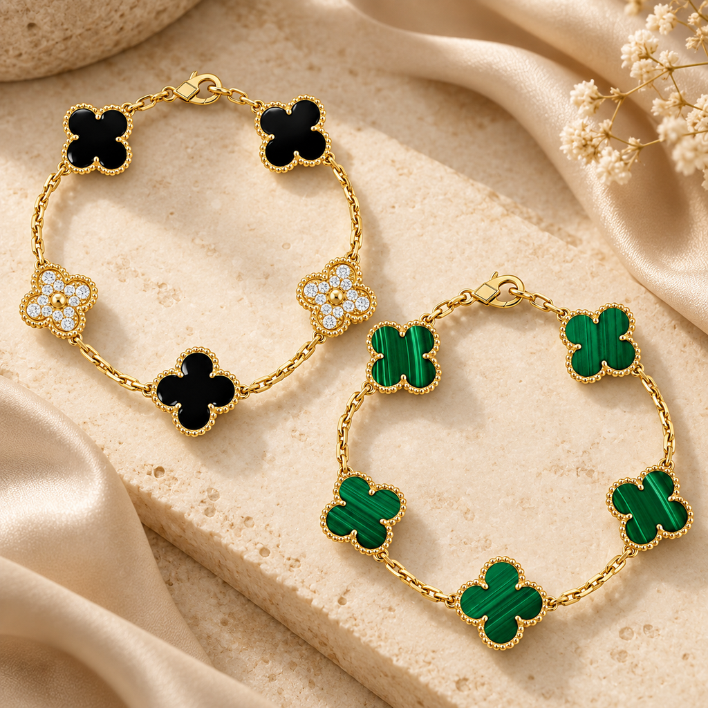 [LUXE]Clover 5 Motifs  Duo Bracelet Stack Set