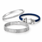 [LUXE]Love & Force Large Horseshoe Trio Bracelet Stack Set