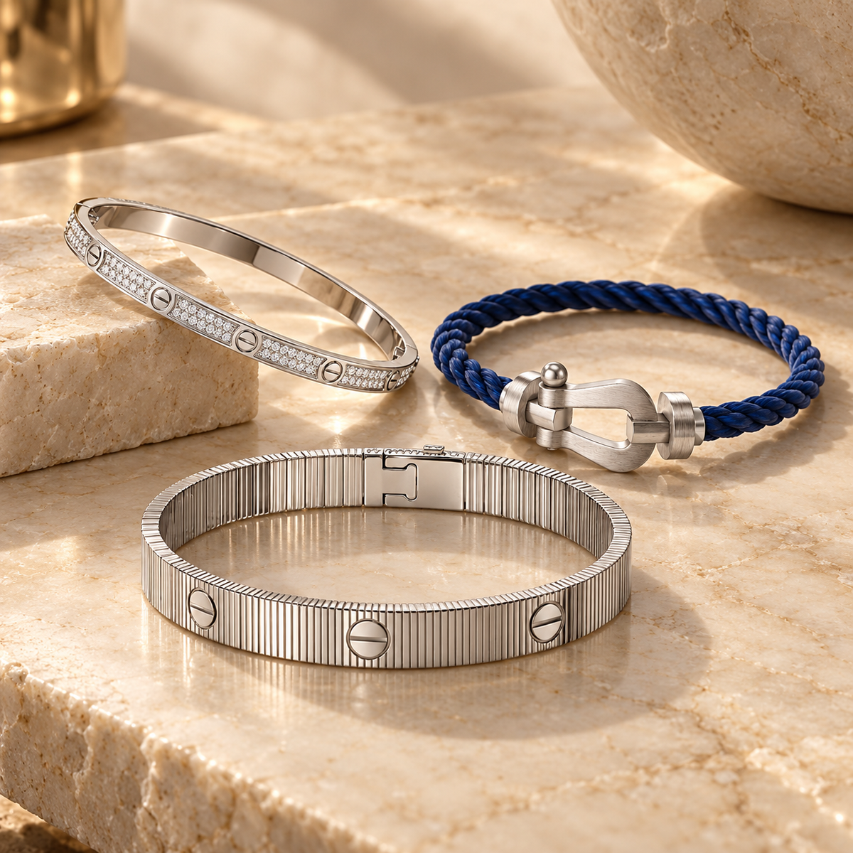 [LUXE]Love & Force Large Horseshoe Trio Bracelet Stack Set