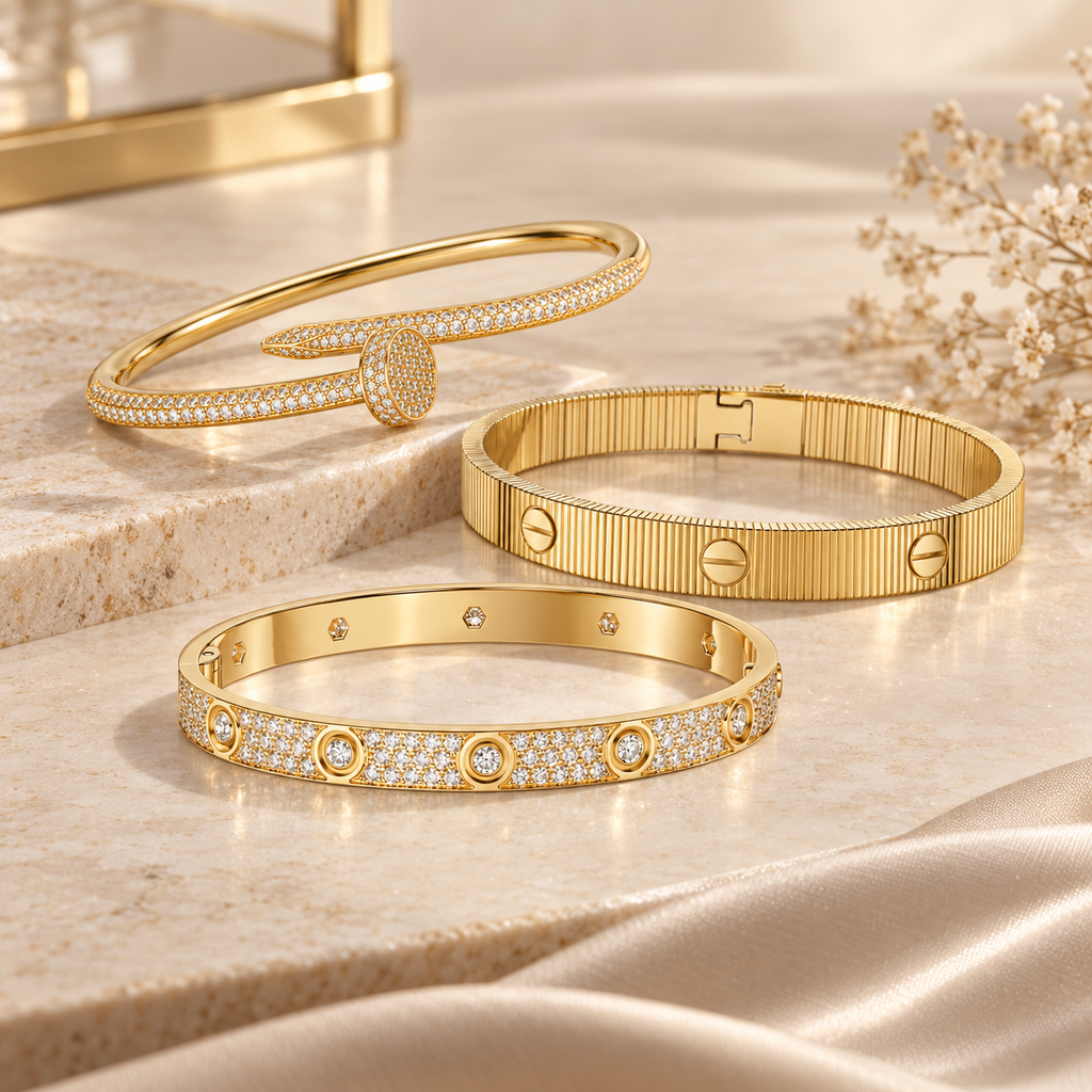 [LUXE]Love & Juste Statement Bracelet Trio Stack Set