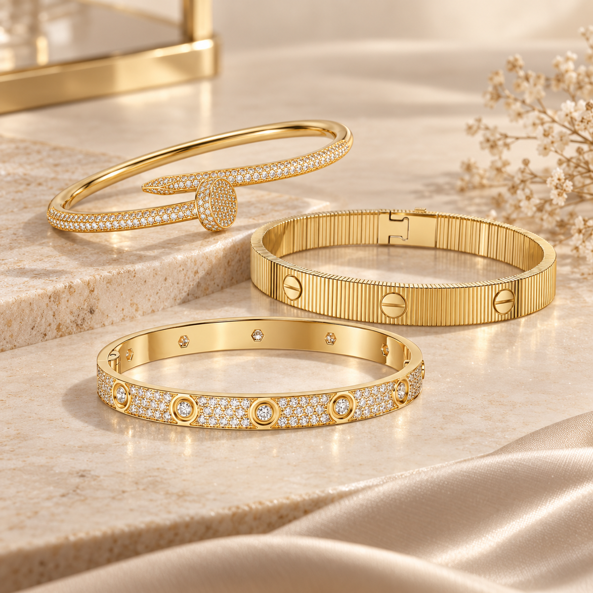 [LUXE]Love & Juste Statement Bracelet Trio Stack Set