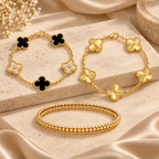 [LUXE]Clover & Clash Bracelet 3-Piece Stack set