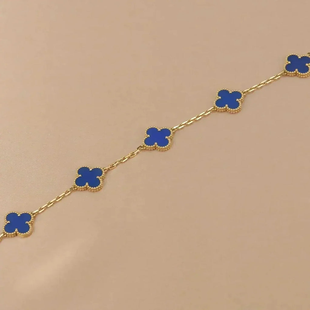 [Luxe] CLOVER 5 MOTIF BLUE AGATE BRACELET COLLECTION
