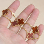 [Luxe] CLOVER 5 MOTIF RED CORNELIAN BRACELET COLLECTION
