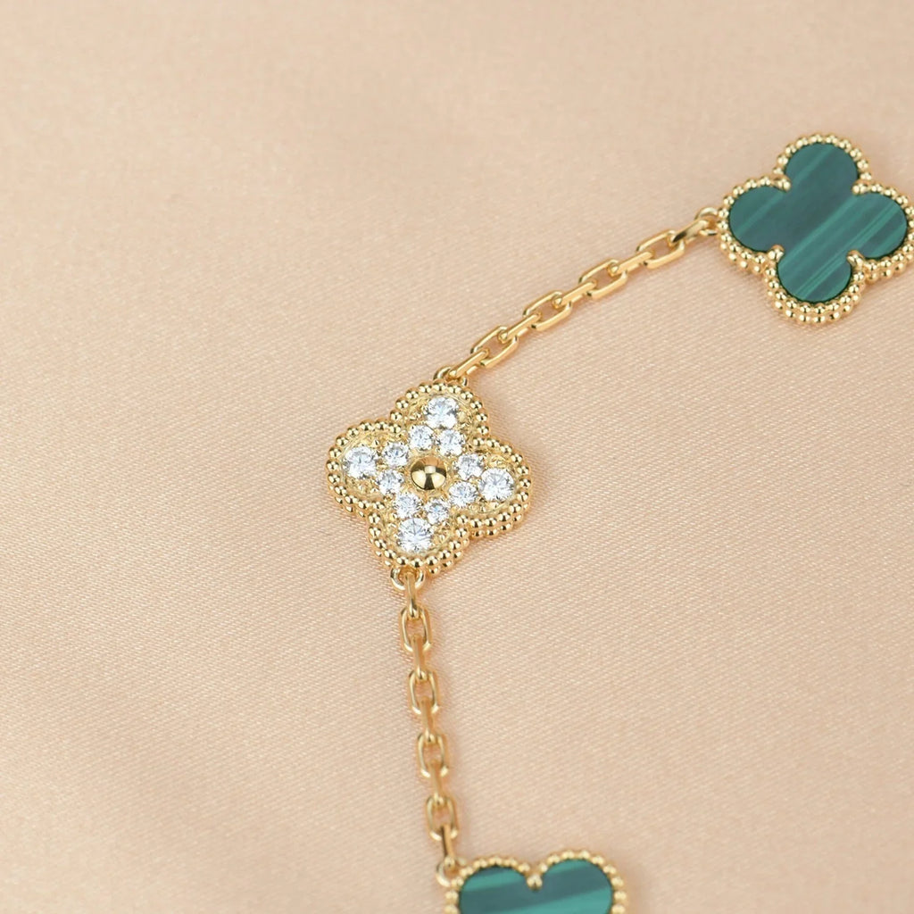[Luxe] CLOVER 5 MOTIF MALACHITE BRACELET COLLECTION