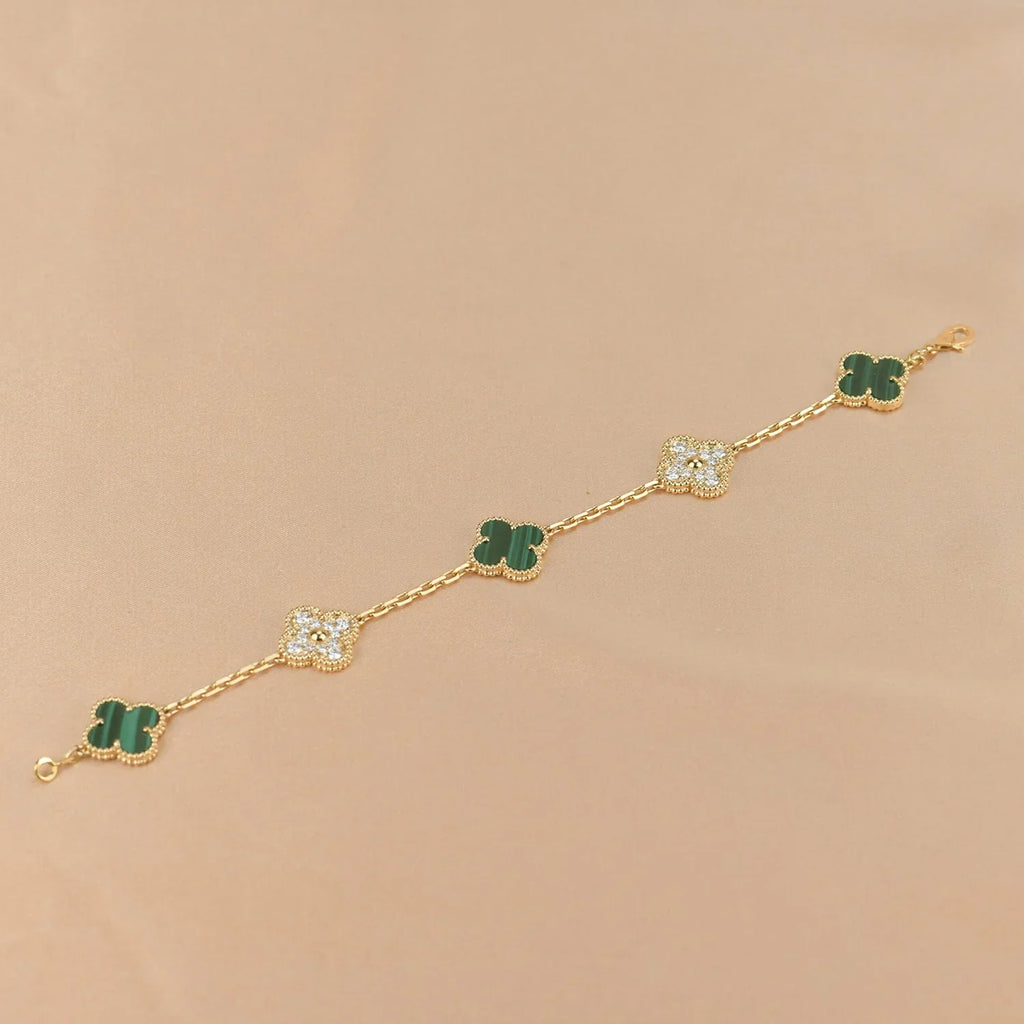 [Luxe] CLOVER 5 MOTIF MALACHITE BRACELET COLLECTION