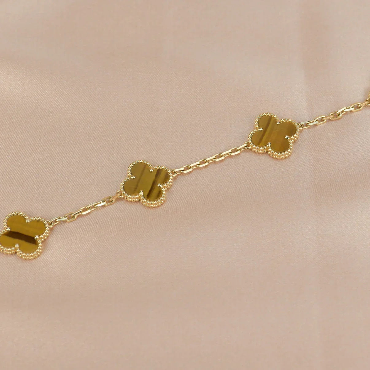 [Luxe] CLOVER 5 MOTIFS TIGER EYE BRACELET COLLECTION