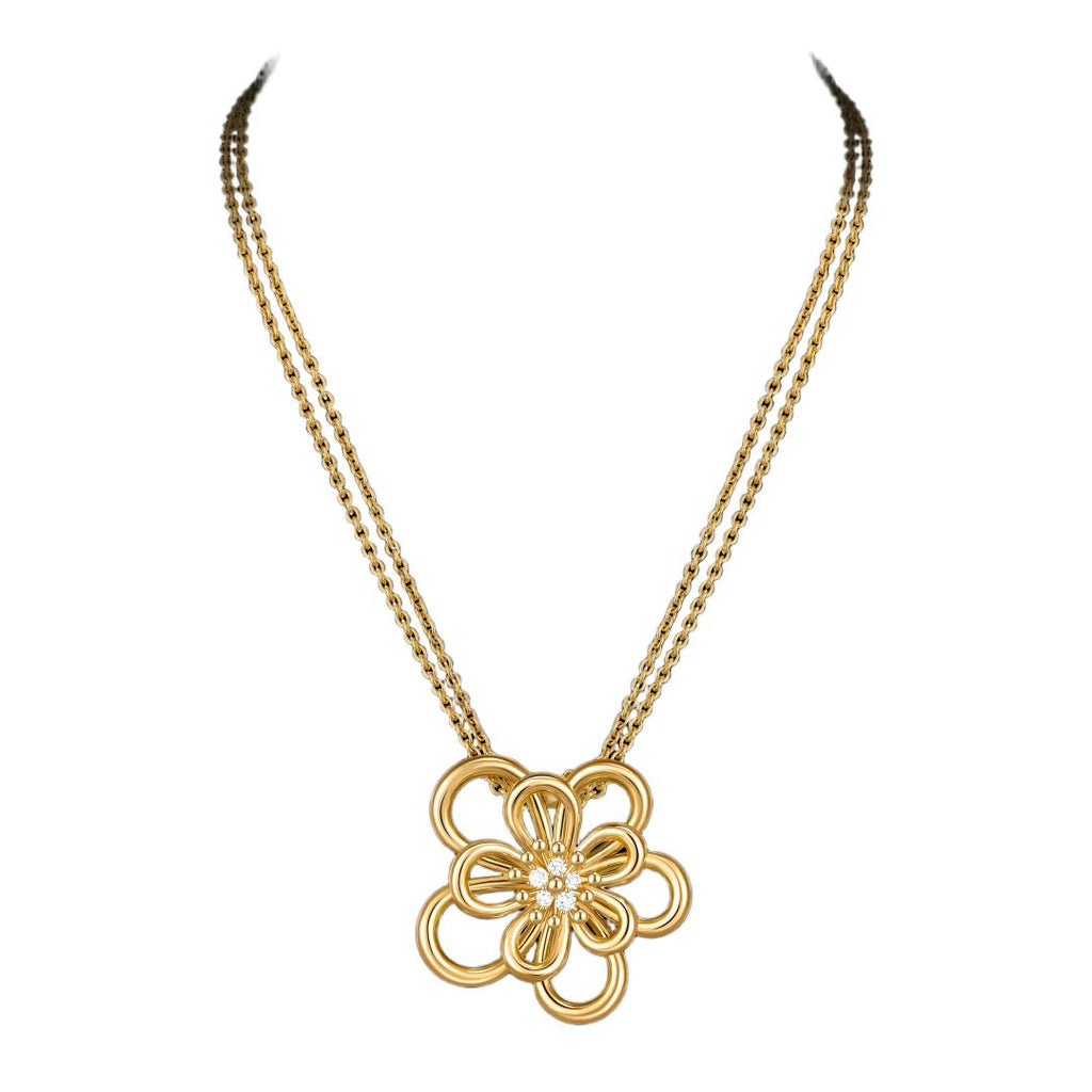 [Luxe JURI]FLOWERLACE NECKLACE 5 DIAMONDS
