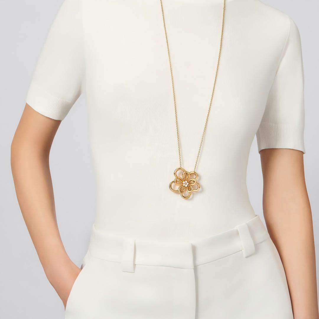 [Luxe JURI]FLOWERLACE NECKLACE 5 DIAMONDS