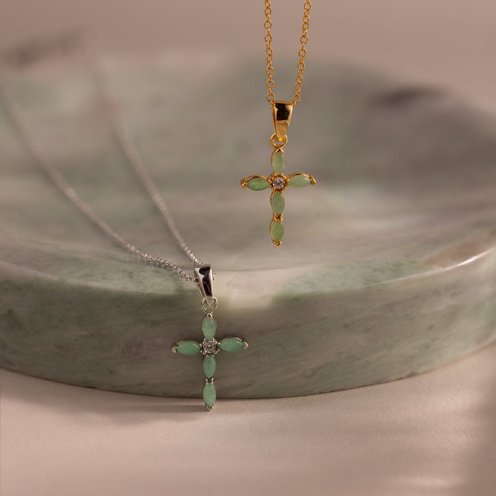 Marquise Jade Cross Necklace