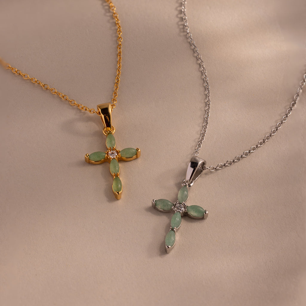 Marquise Jade Cross Necklace