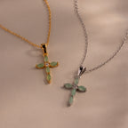 Marquise Jade Cross Necklace