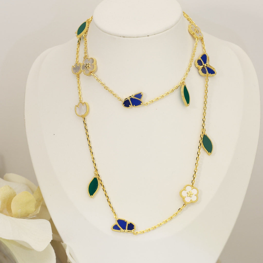 [Luxe]LUCKY SPRING BUTTERFLY 15 FLOWER NECKLACE