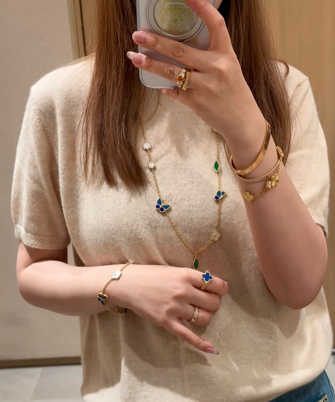 [Luxe]LUCKY SPRING BUTTERFLY 15 FLOWER NECKLACE