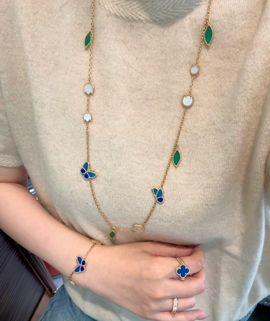 [Luxe]LUCKY SPRING BUTTERFLY 15 FLOWER NECKLACE