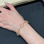 [Luxe]CLOVER 5 MOTIF ROCK CRYSTAL BRACELET