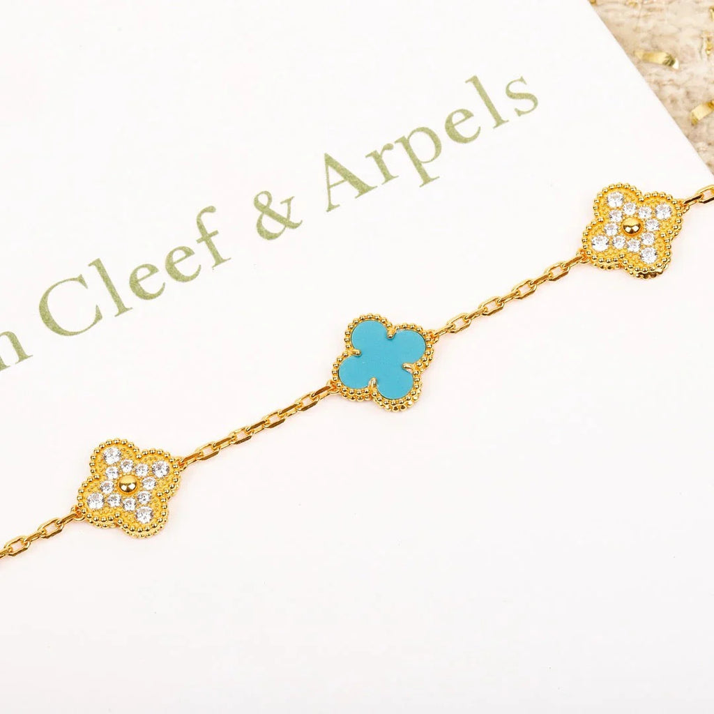 [Luxe] CLOVER 5 MOTIF TURQUOISE BRACELET COLLECTION