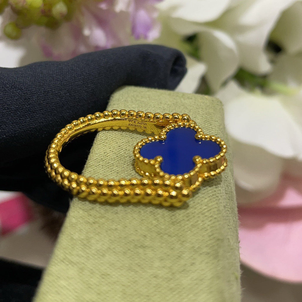 [Luxe]CLOVER RIVERSIBLE BLUE AGATE RING