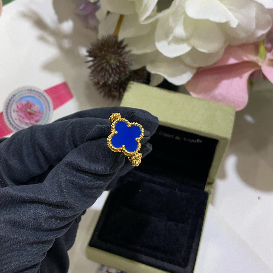 [Luxe]CLOVER RIVERSIBLE BLUE AGATE RING