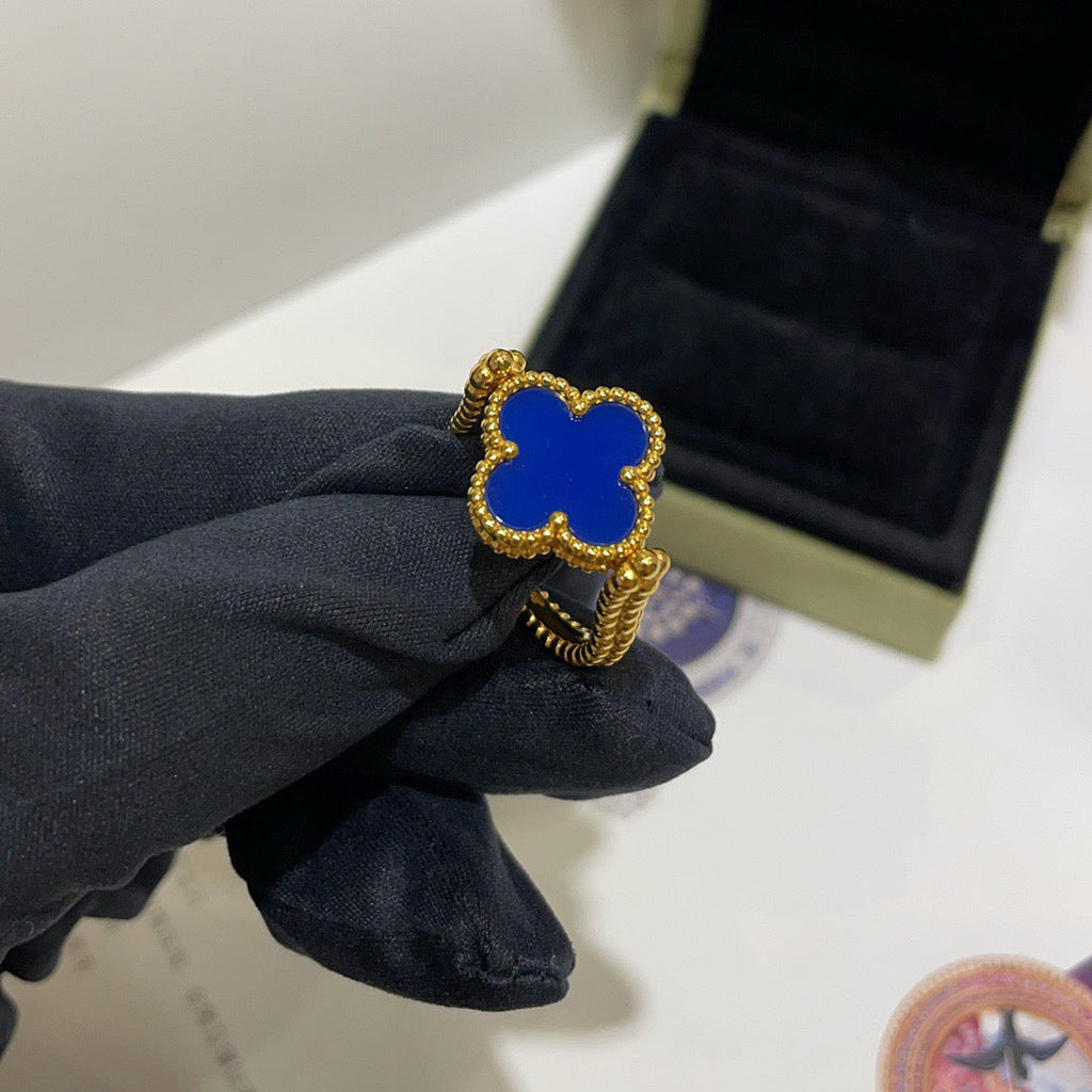 [Luxe]CLOVER RIVERSIBLE BLUE AGATE RING