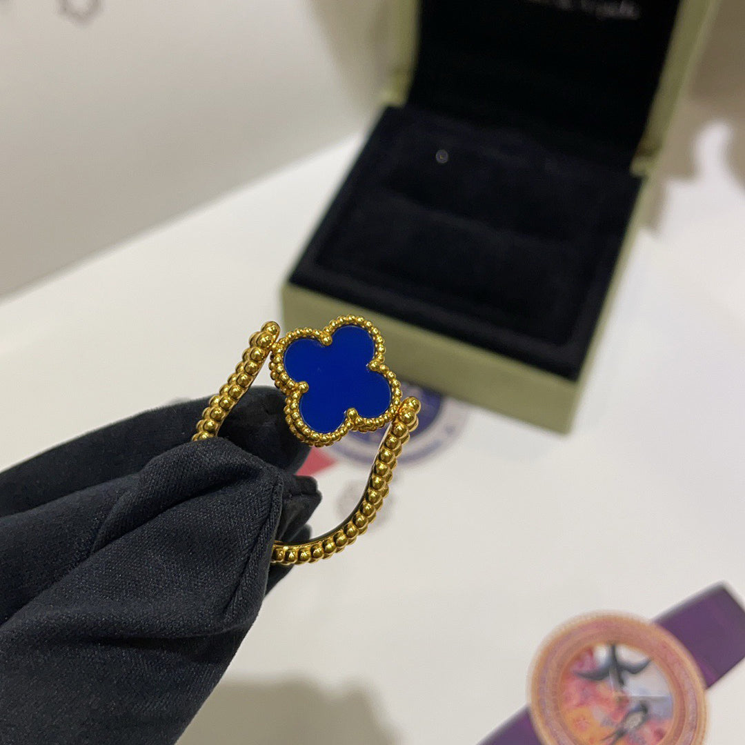 [Luxe]CLOVER RIVERSIBLE BLUE AGATE RING
