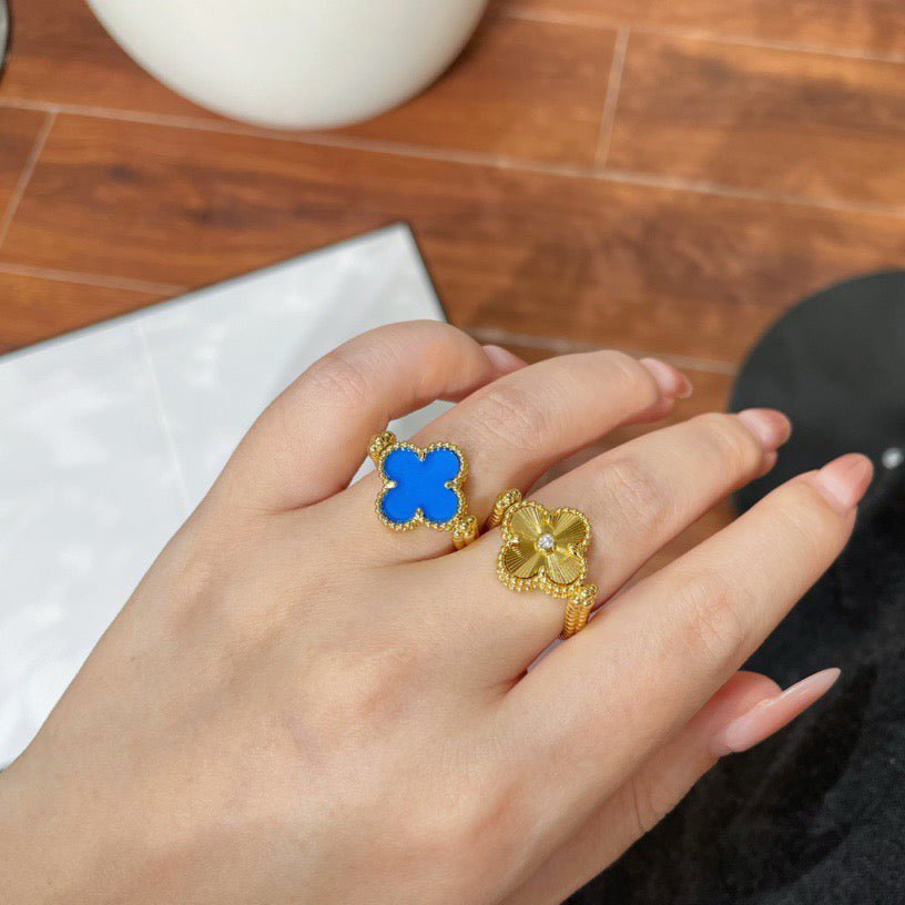 [Luxe]CLOVER RIVERSIBLE BLUE AGATE RING