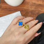 [Luxe]CLOVER RIVERSIBLE BLUE AGATE RING