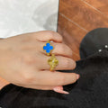 [Luxe]CLOVER RIVERSIBLE BLUE AGATE RING