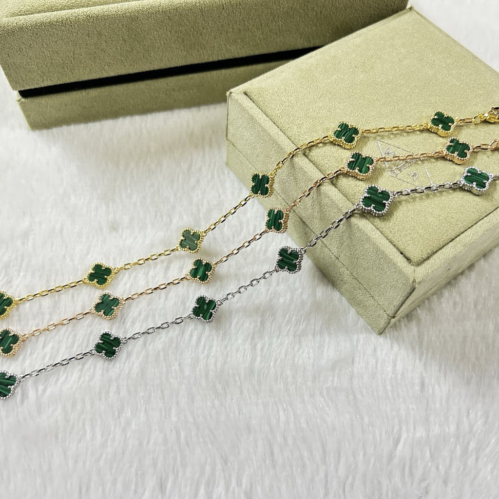 [Luxe]CLOVER 6 MOTIF MALACHITE BRACELET