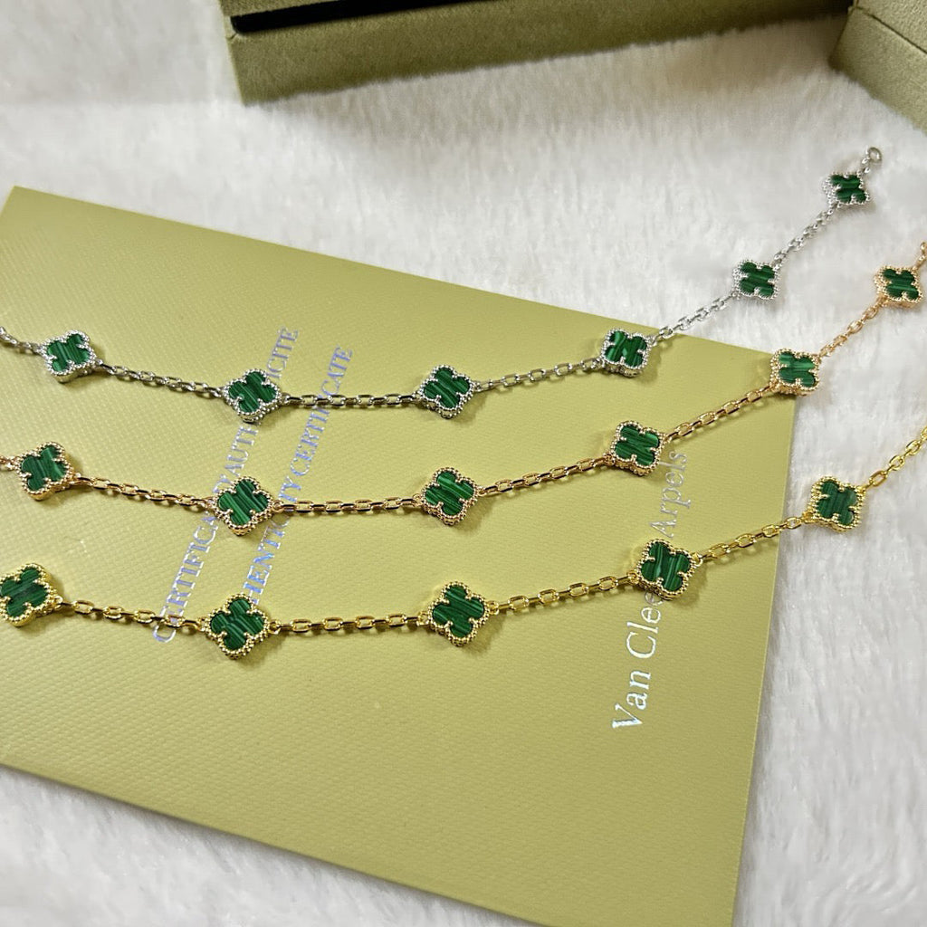 [Luxe]CLOVER 6 MOTIF MALACHITE BRACELET