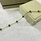 [Luxe]CLOVER 6 MOTIF MALACHITE BRACELET
