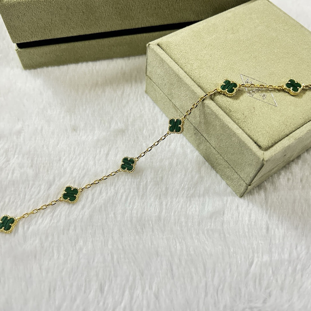 [Luxe]CLOVER 6 MOTIF MALACHITE BRACELET
