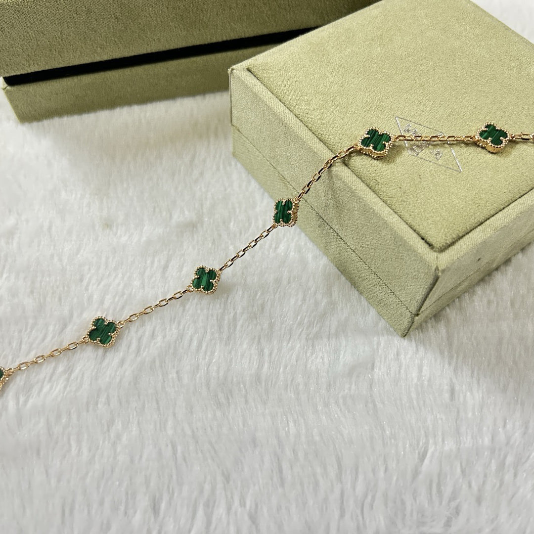 [Luxe]CLOVER 6 MOTIF MALACHITE BRACELET