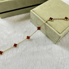 [Luxe]CLOVER 6 MOTIF RED AGATE BRACELET