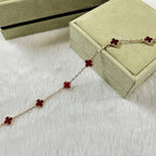 [Luxe]CLOVER 6 MOTIF RED AGATE BRACELET