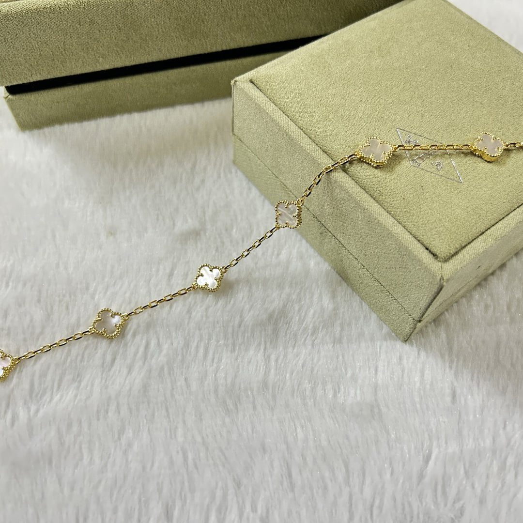 [Luxe]CLOVER 6 MOTIF WHITE MOP BRACELET