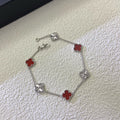 [Luxe]CLOVER 6 MOTIF RED AGATE LASER BRACELET