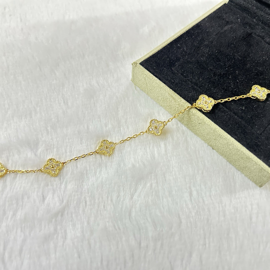 [Luxe]CLOVER 6 MOTIF DIAMOND BRACELET