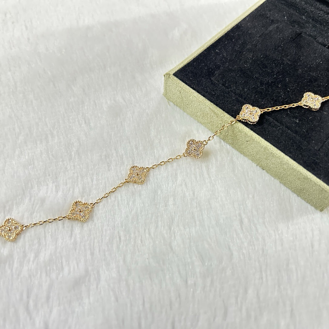 [Luxe]CLOVER 6 MOTIF DIAMOND BRACELET