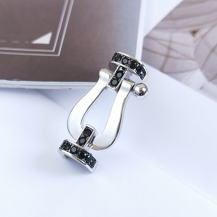 [Luxe]フォース ラージホースシュー ブラックダイヤモンドブレスレット シルバー