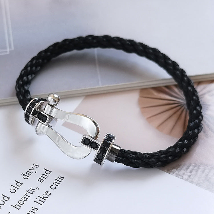 [Luxe]フォース ラージホースシュー ブラックダイヤモンドブレスレット シルバー