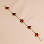 [Luxe] CLOVER 5 MOTIF RED CORNELIAN BRACELET COLLECTION