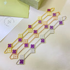 [Luxe]CLOVER 10 MOTIFS  PURPLE VIOLET DIAMOND NECKLACE
