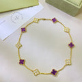 [Luxe]CLOVER 10 MOTIFS  PURPLE VIOLET DIAMOND NECKLACE