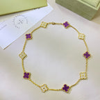 [Luxe]CLOVER 10 MOTIFS  PURPLE VIOLET DIAMOND NECKLACE