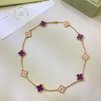 [Luxe]CLOVER 10 MOTIFS  PURPLE VIOLET DIAMOND NECKLACE
