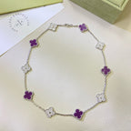 [Luxe]CLOVER 10 MOTIFS  PURPLE VIOLET DIAMOND NECKLACE