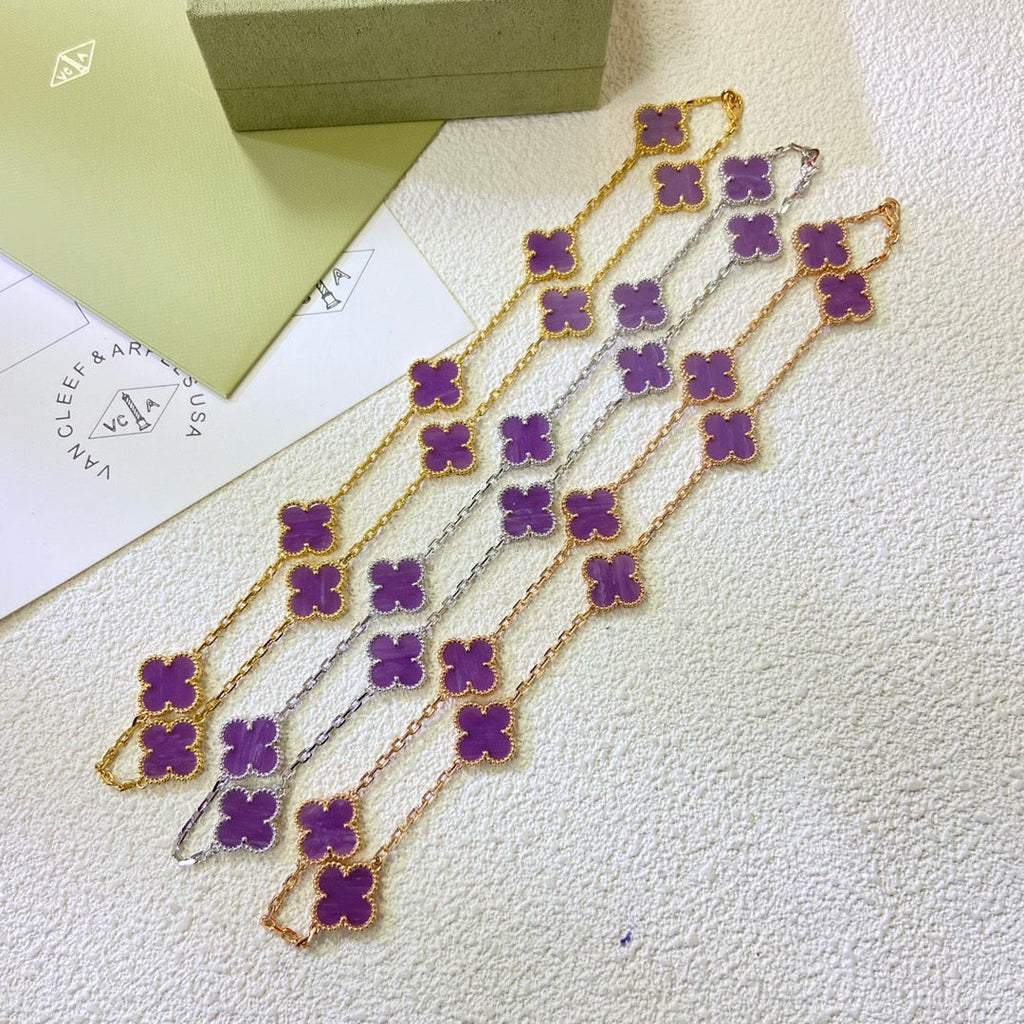 [Luxe]CLOVER 10 MOTIFS  PURPLE VIOLET  NECKLACE